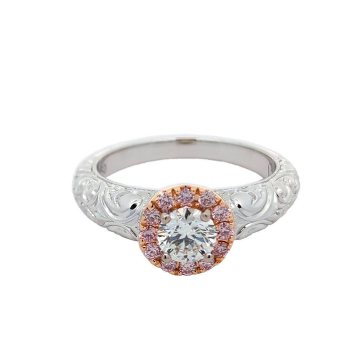 18ct White and Rose Gold Pink Diamond Engagement Ring