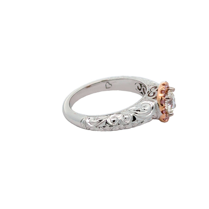 18ct White and Rose Gold Pink Diamond Engagement Ring