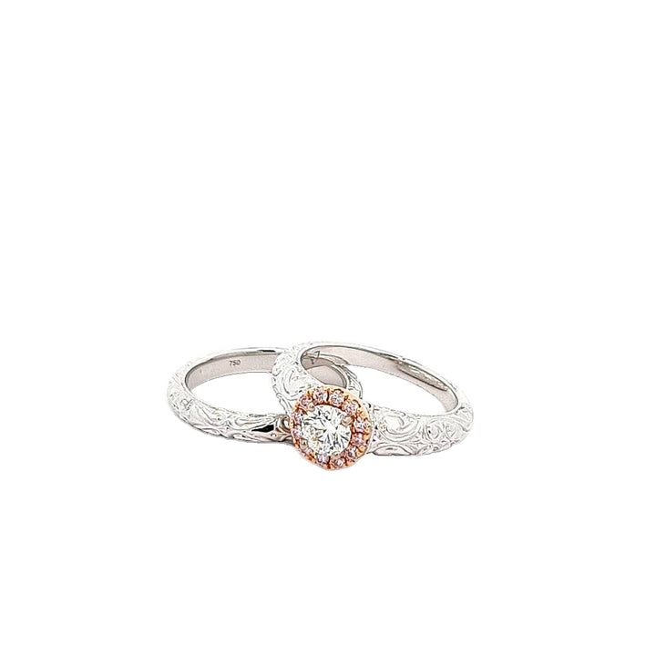 18ct White and Rose Gold Pink Diamond Engagement Ring
