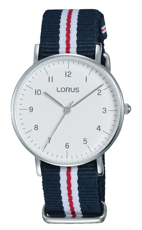 Lorus Unisex, White Dial, Material Strap