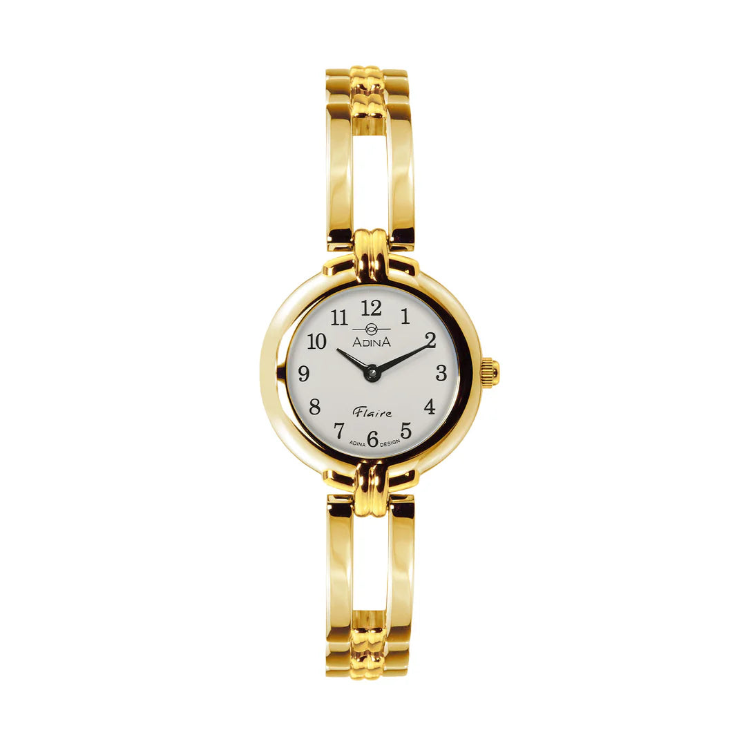 Adina Ladies Flaire GP White FF Dial Sapphire Glass