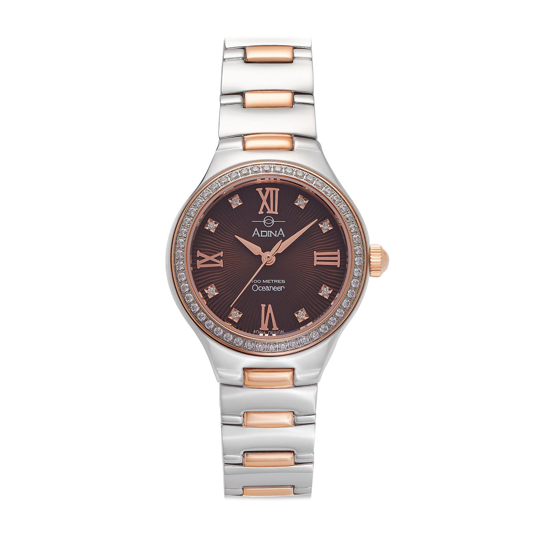Ladies Adina Oceaneer Stone Set Rose/Steel Brown Index