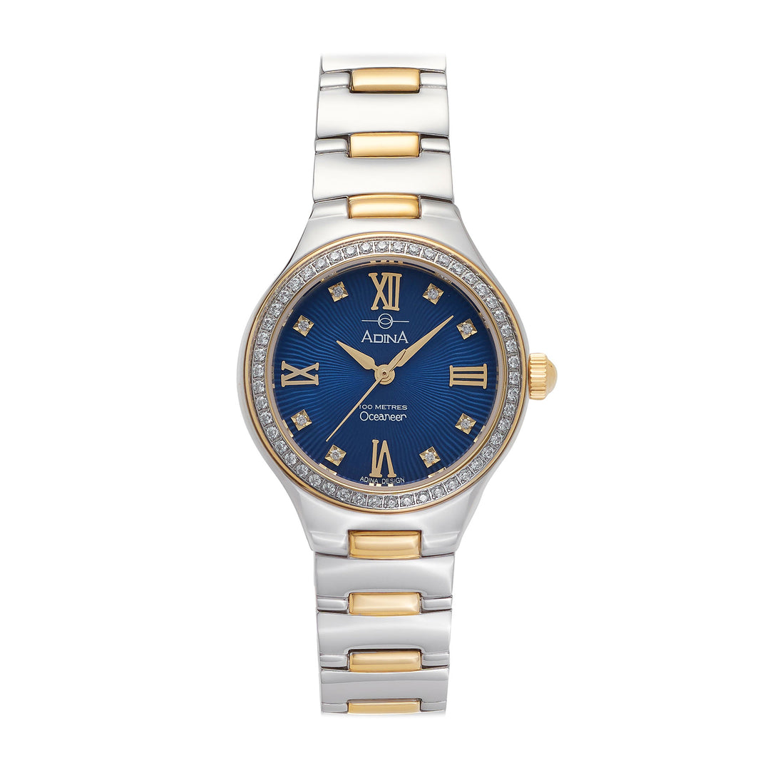 Ladies Adina 100M Oceaneer Stone Set T/Tone Blue Index