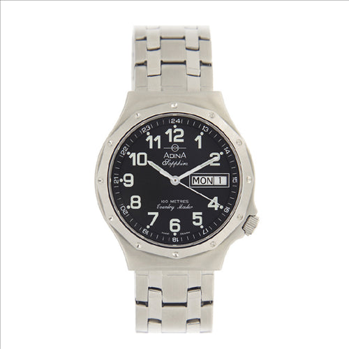 ADINA GENTS 100M COUNTRY MASTER, SS, BLACK,DAY DATE