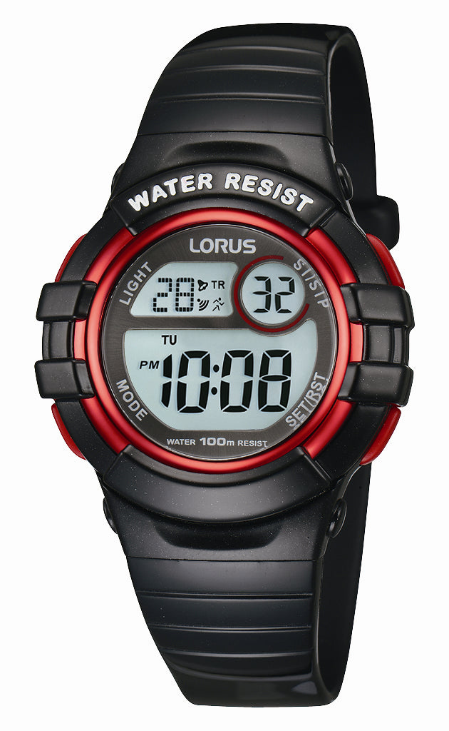 Lorus Red/Balck Youth Sports 100m, Digital