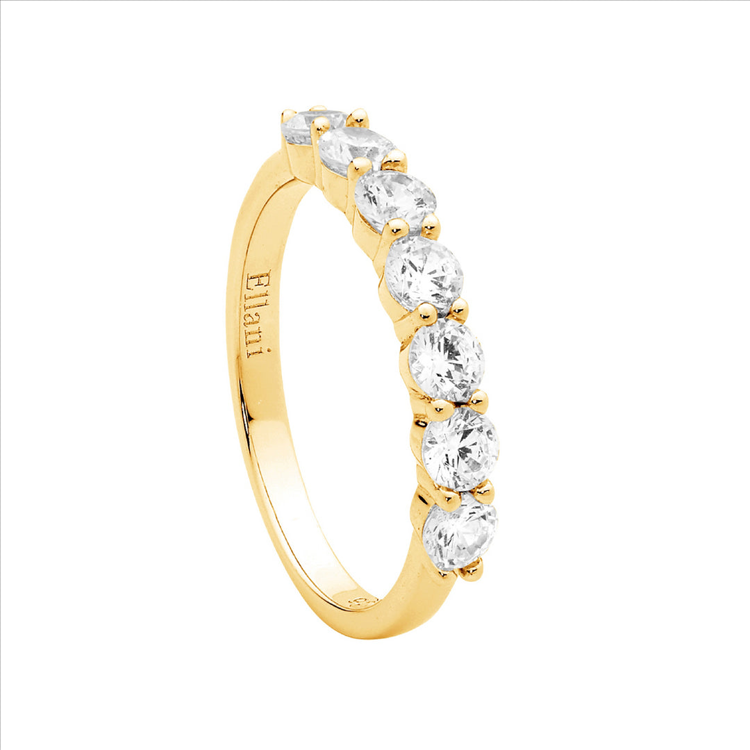 SS 7 x 3.5mm wh cz ring w/ gold plating