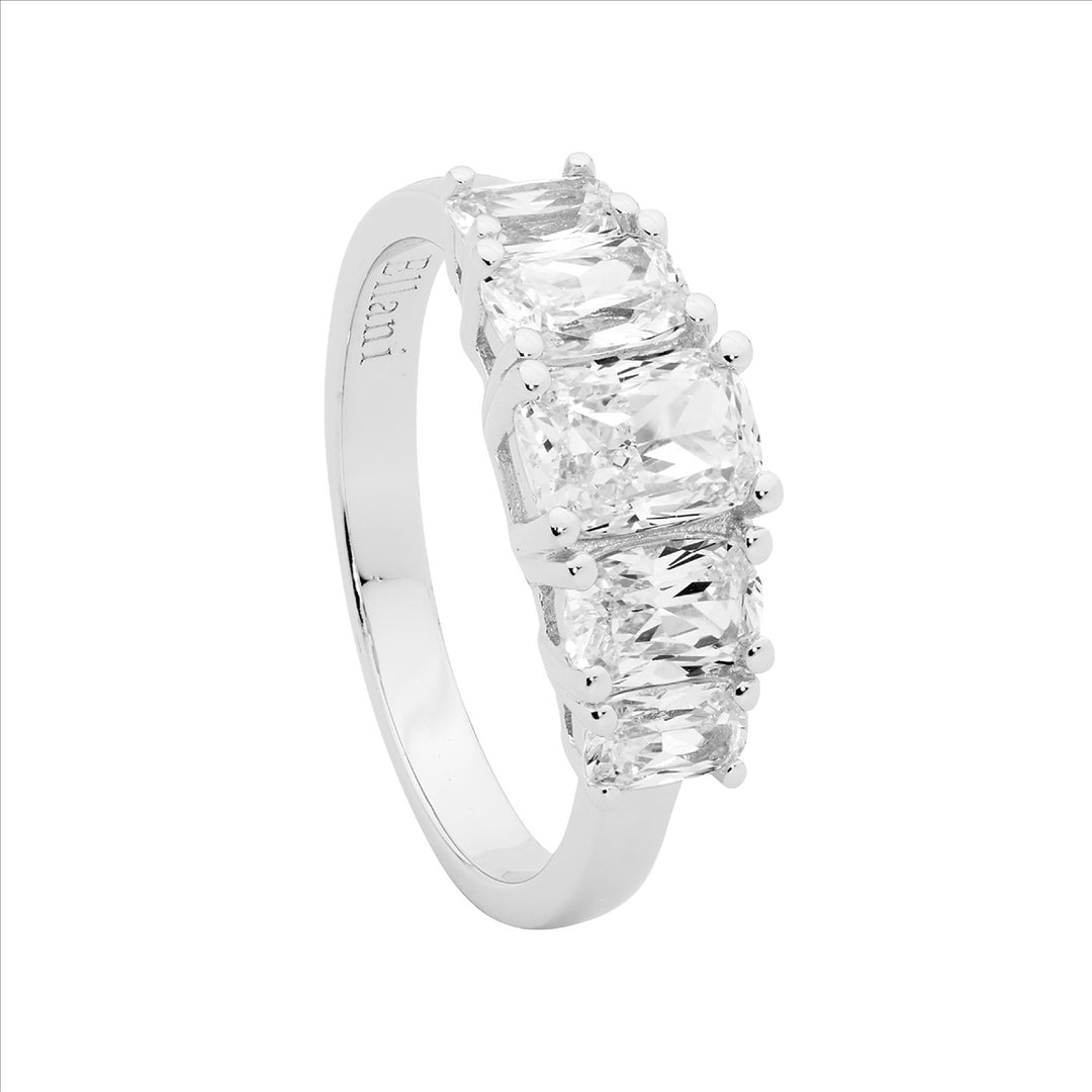 SS 5 multi size radiant cut wh cz claw set cz ring