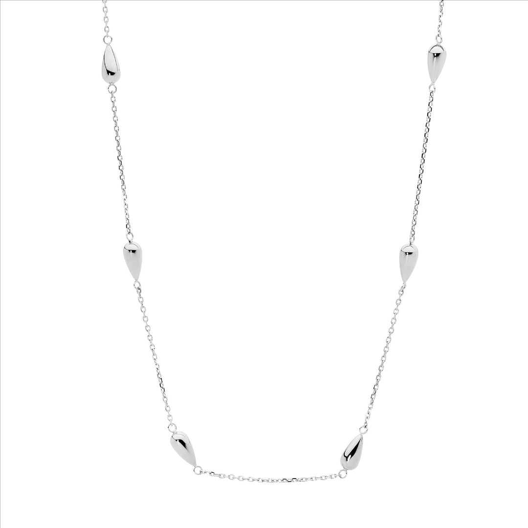 Stainless Steel Necklace 40+5cm w/ Tear Drops