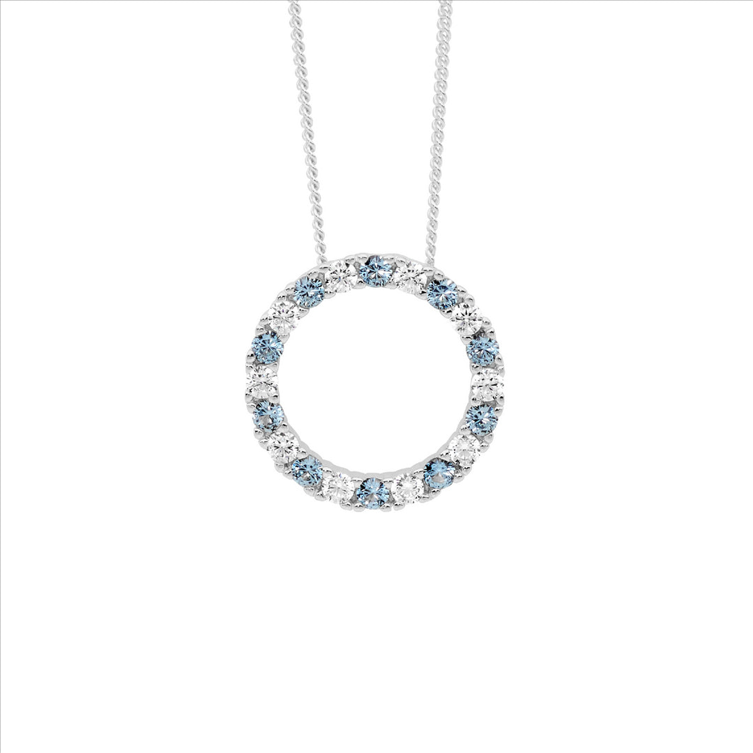 SS Spinel & WH CZ 16mm Open Circle Pendant