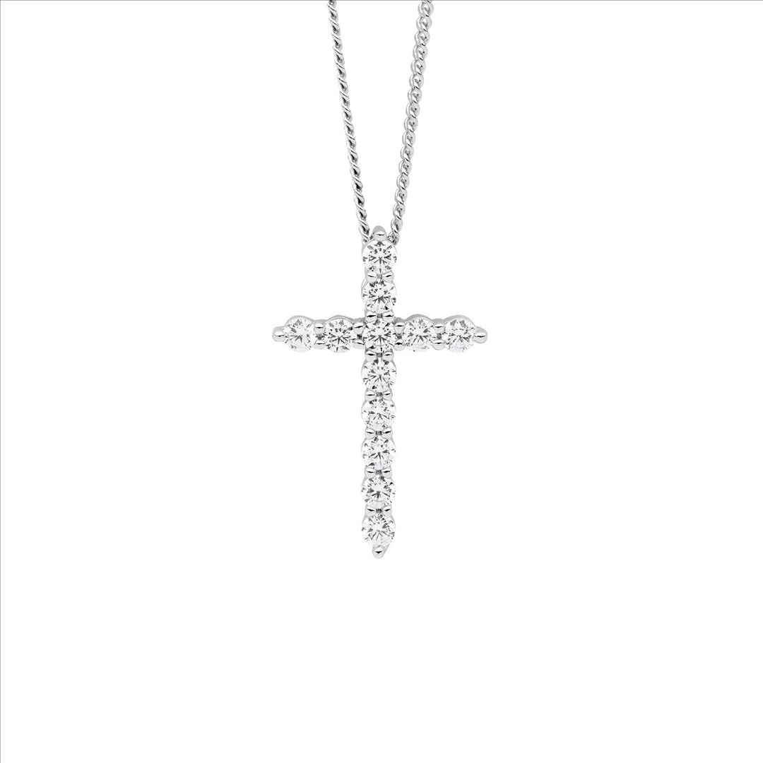 SS wh cz 19mm cross slider pendant