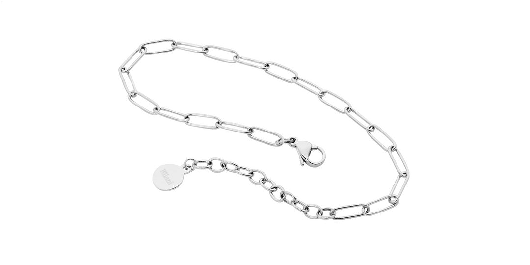 Stainless Steel Paperclip Chain Bracelet, 17cm+ ext