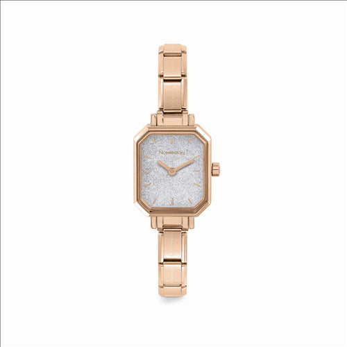 Nomination - Paris watch rectangular rg/p with stainless steel classic band silver glitter