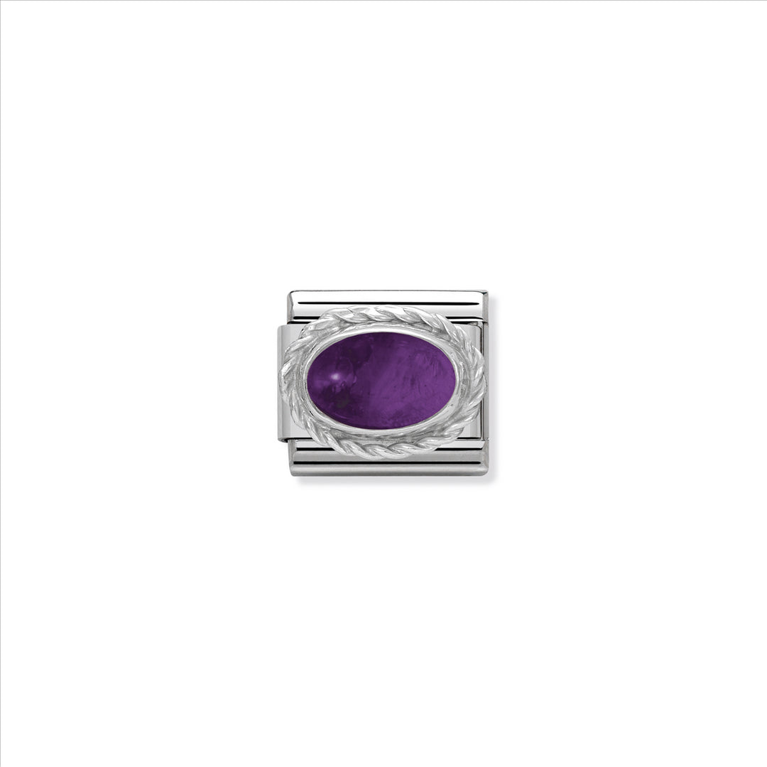 classic semiprecious stones st/steel, silver 925, twist detail (amethyst)