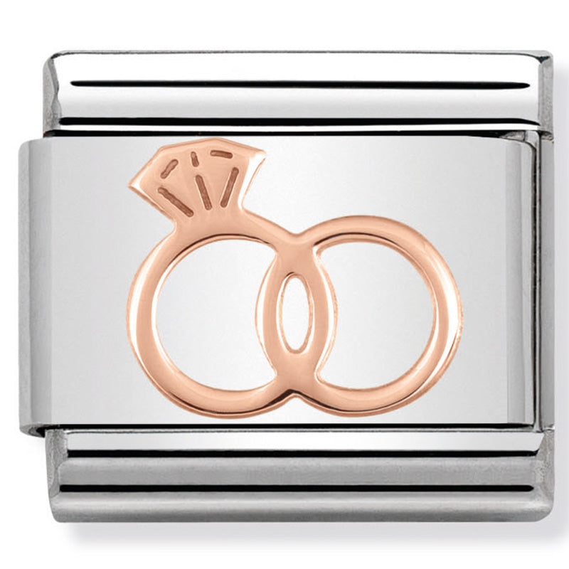 Classic Symbols Stainless Steel & 9 Carat Rose Gold (Marriage Rings)