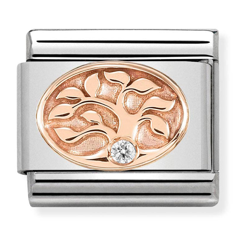 Nominaiton - classic symbols st/steel, 9ct rose gold & cubic zirconia (tree of life)