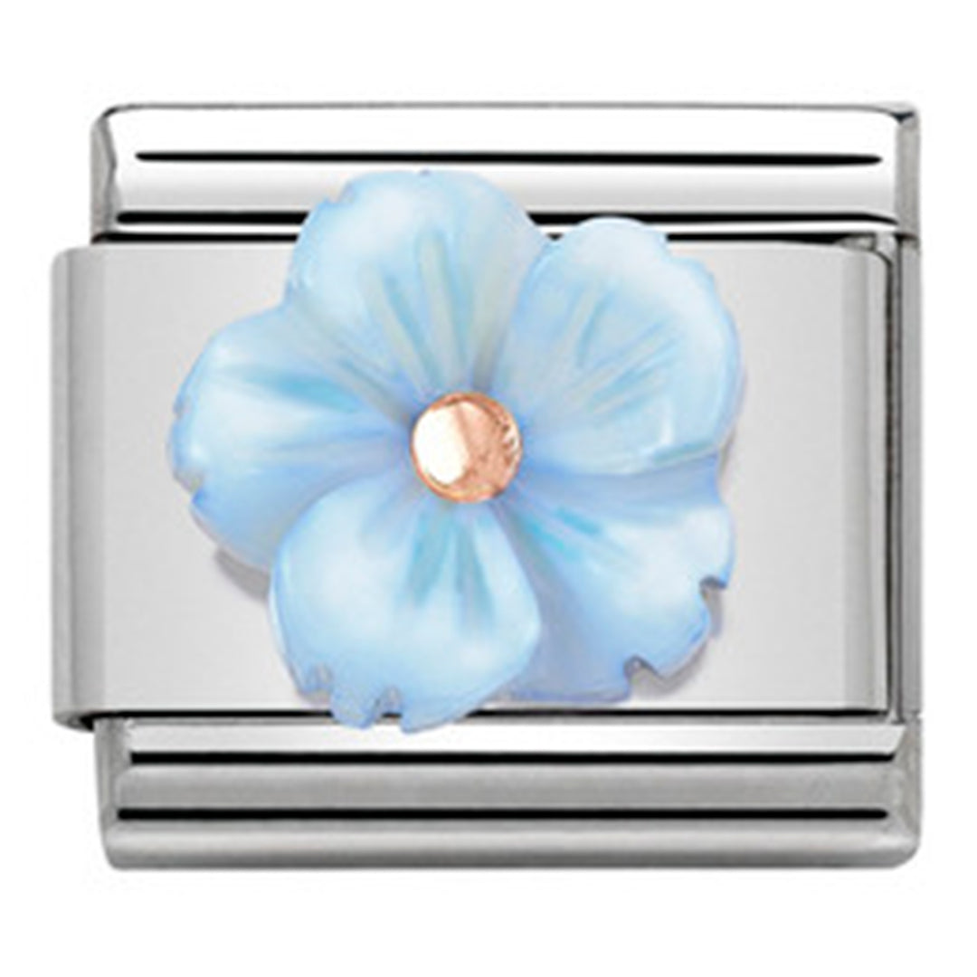 Classic Stone Symbols St/Steel, 9 Carat Rose Gold (Flower In Turquoise)