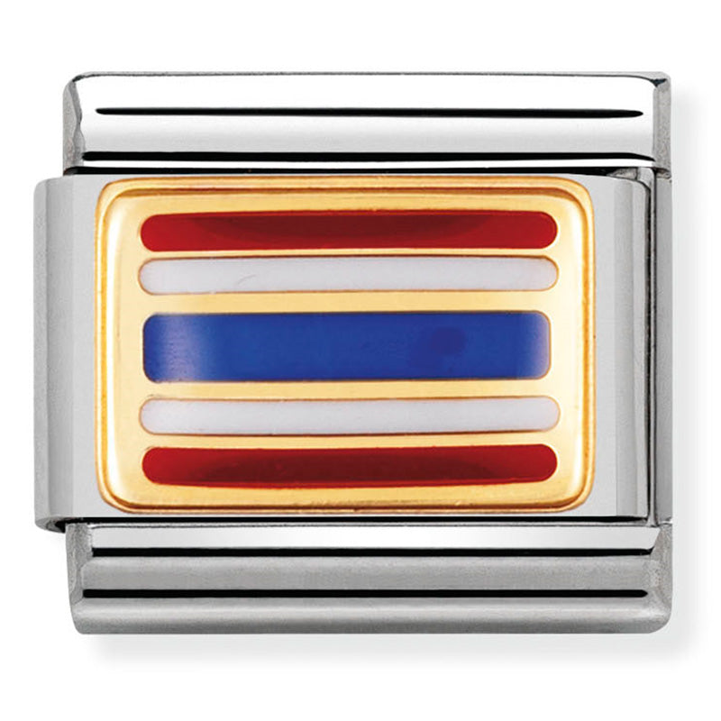 Classic Asia Flag St/Steel, Enamel & 18 Carat Gold (Thailand)