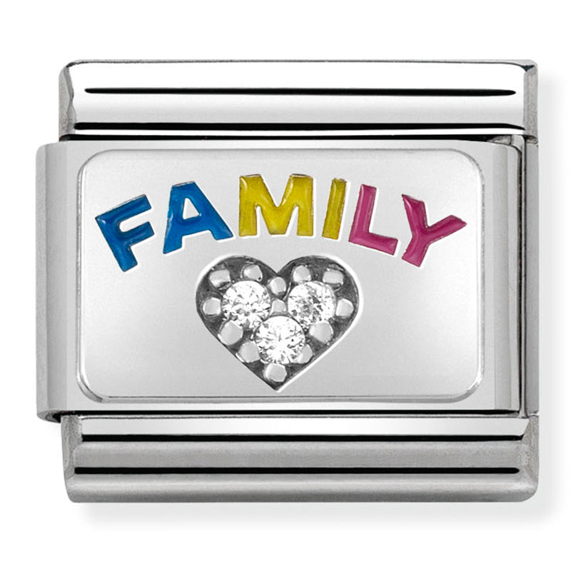 Classic Symbols St/Steel, Enamel, Cubic Zirconia & Silver 925 (Family With Cubic Zirconia Heart)