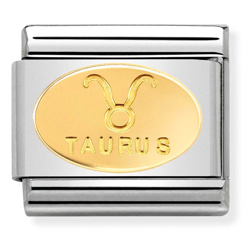 Classic Zodiac Oval Stainless Steel & 18 Carat Gold (Taurus)