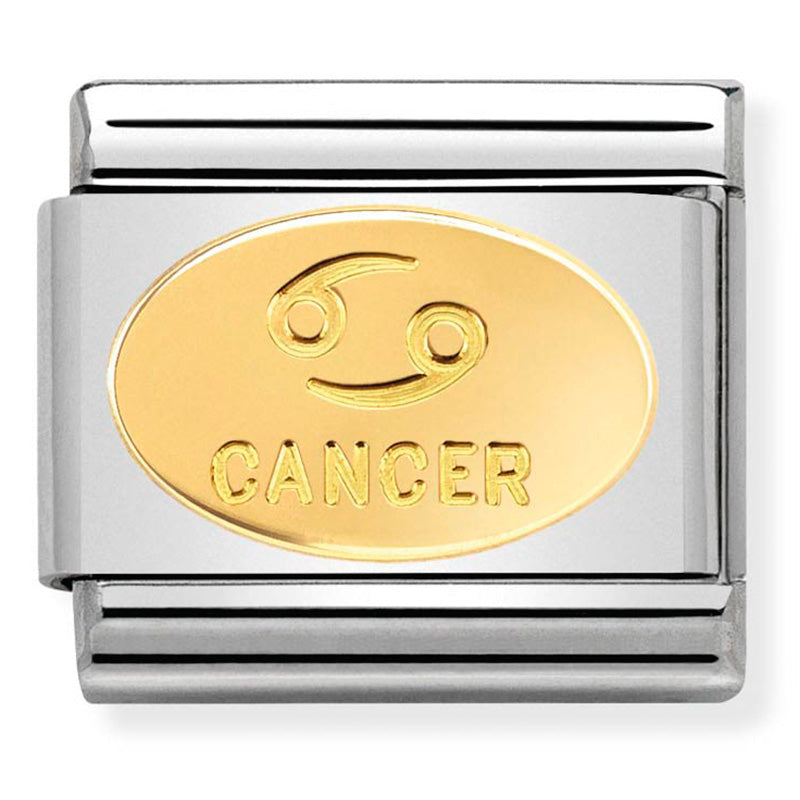 Zodiac Oval Stainless Steel & 18 Carat Gold (Cancer)