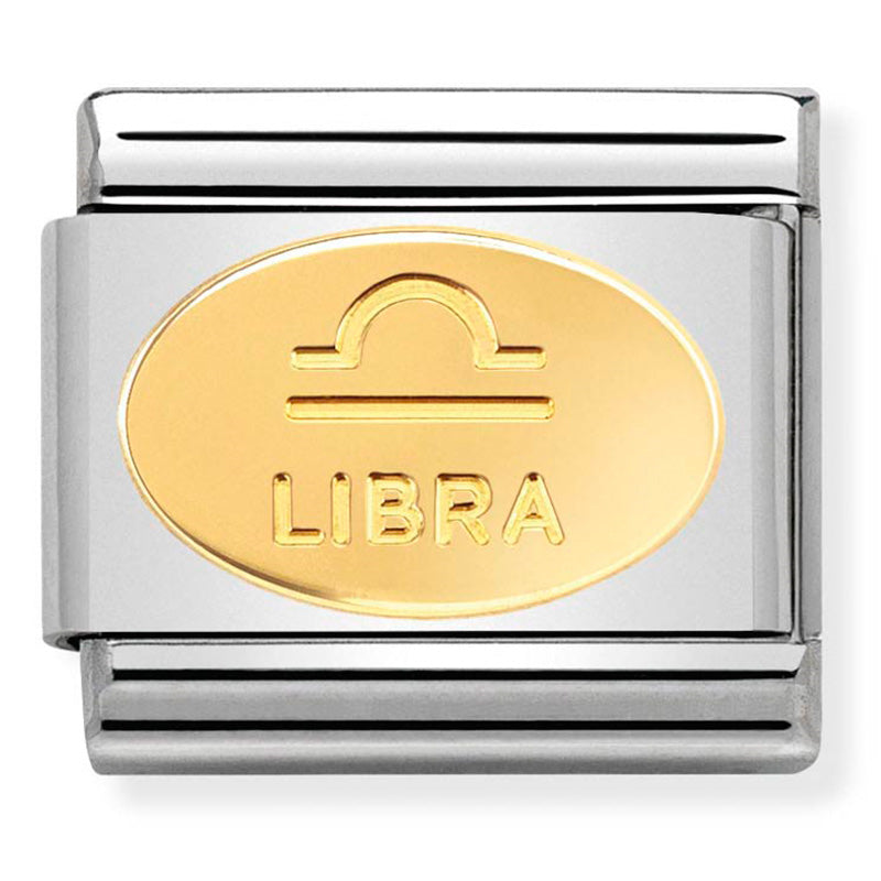 Zodiac Oval Stainless Steel & 18 Carat Gold (Libra)