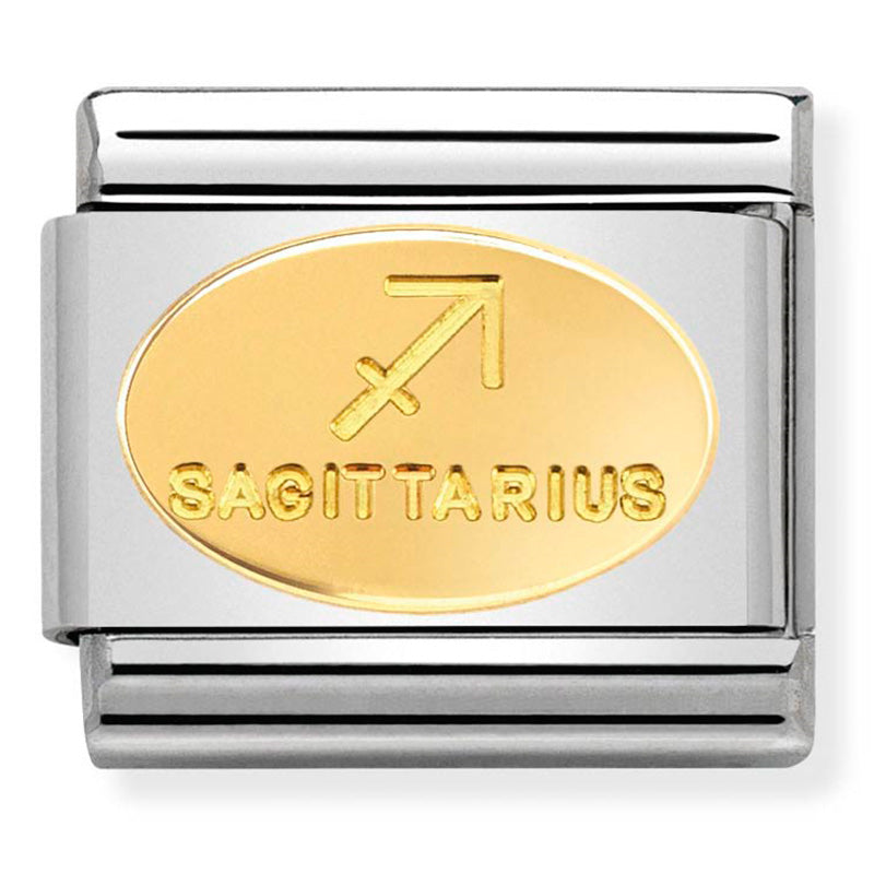 Zodiac Oval Stainless Steel & 18 Carat Gold (Sagittarius)