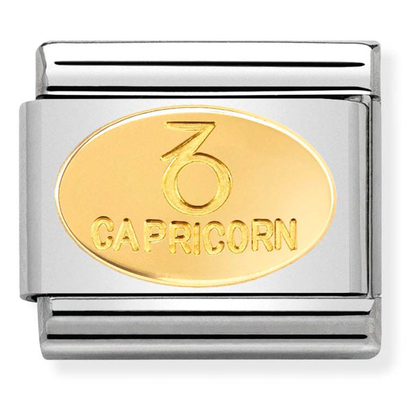 Zodiac Oval Stainless Steel & 18 Carat Gold (Capricorn)