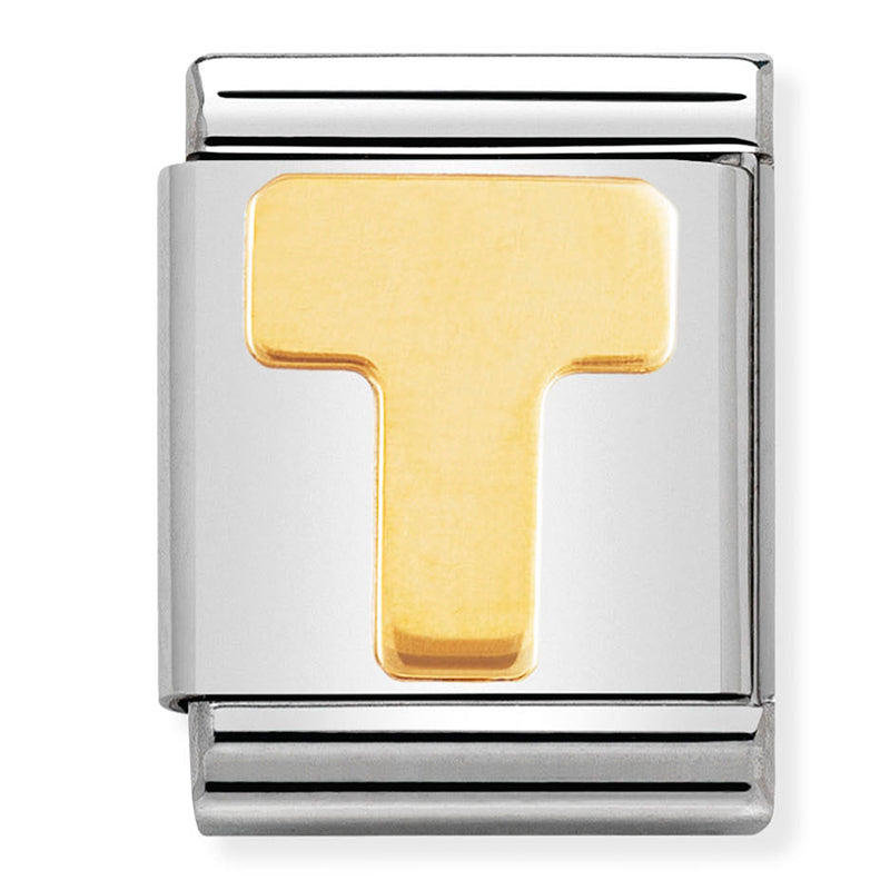Big Letters Stainless Steel &18Ct Gold (Letter T)