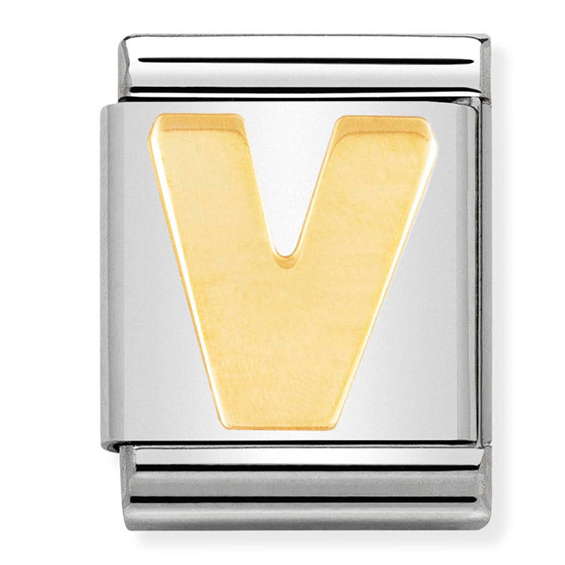 Big Letters Stainless Steel &18Ct Gold (Letter V)