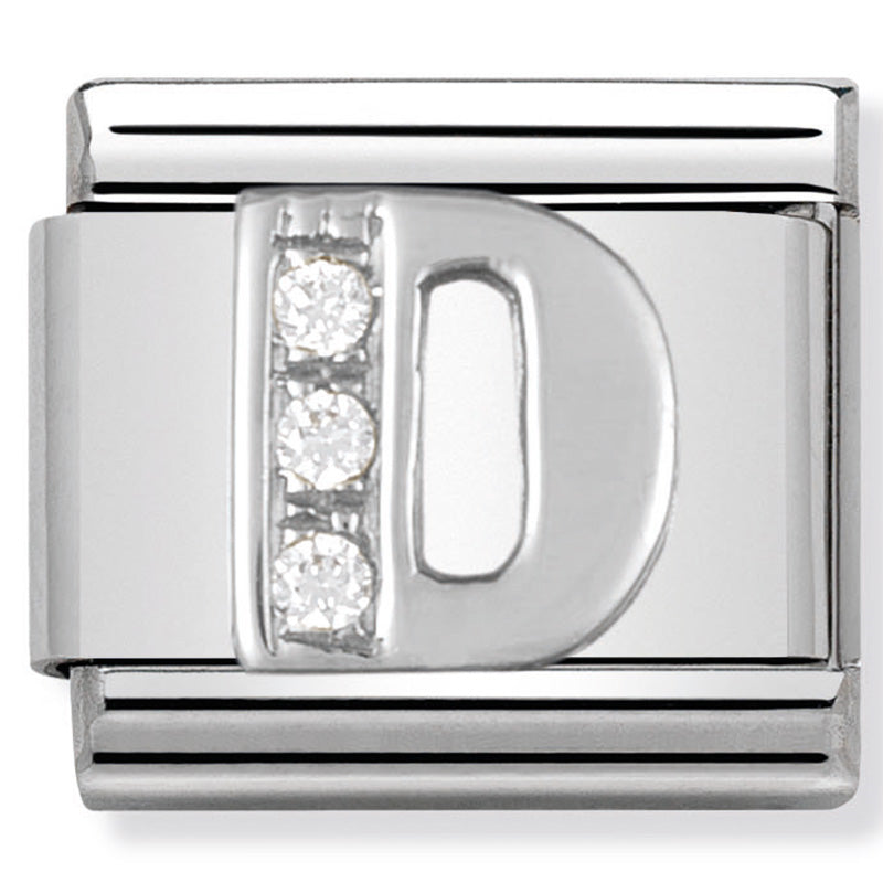 Classic Alphabet St/Steel, Cubic Zirconia & Silver 925 (Letter D)