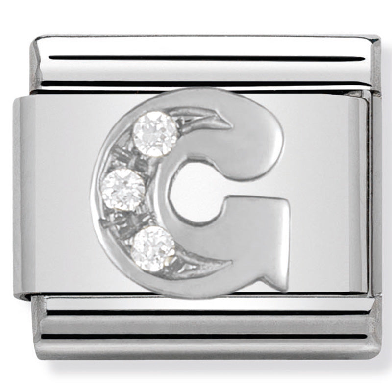 Classic Alphabet St/Steel, Cubic Zirconia & Silver 925 (Letter G)