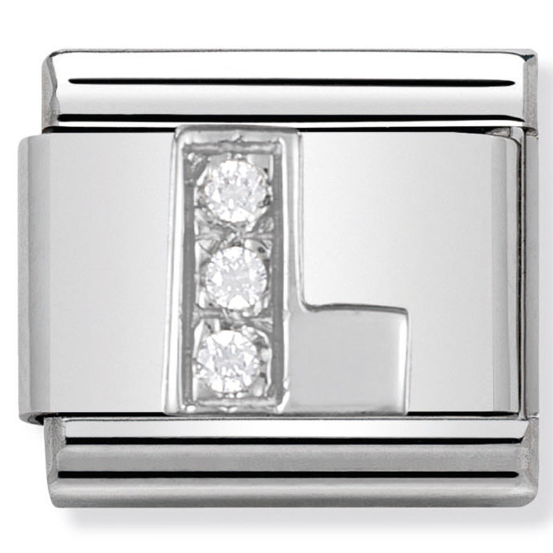 Classic Alphabet St/Steel, Cubic Zirconia & Silver 925 (Letter L)