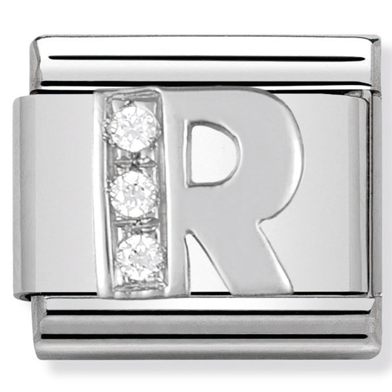 P Classic Alphabet St/Steel, Cubic Zirconia & Silver 925 (Letter R)