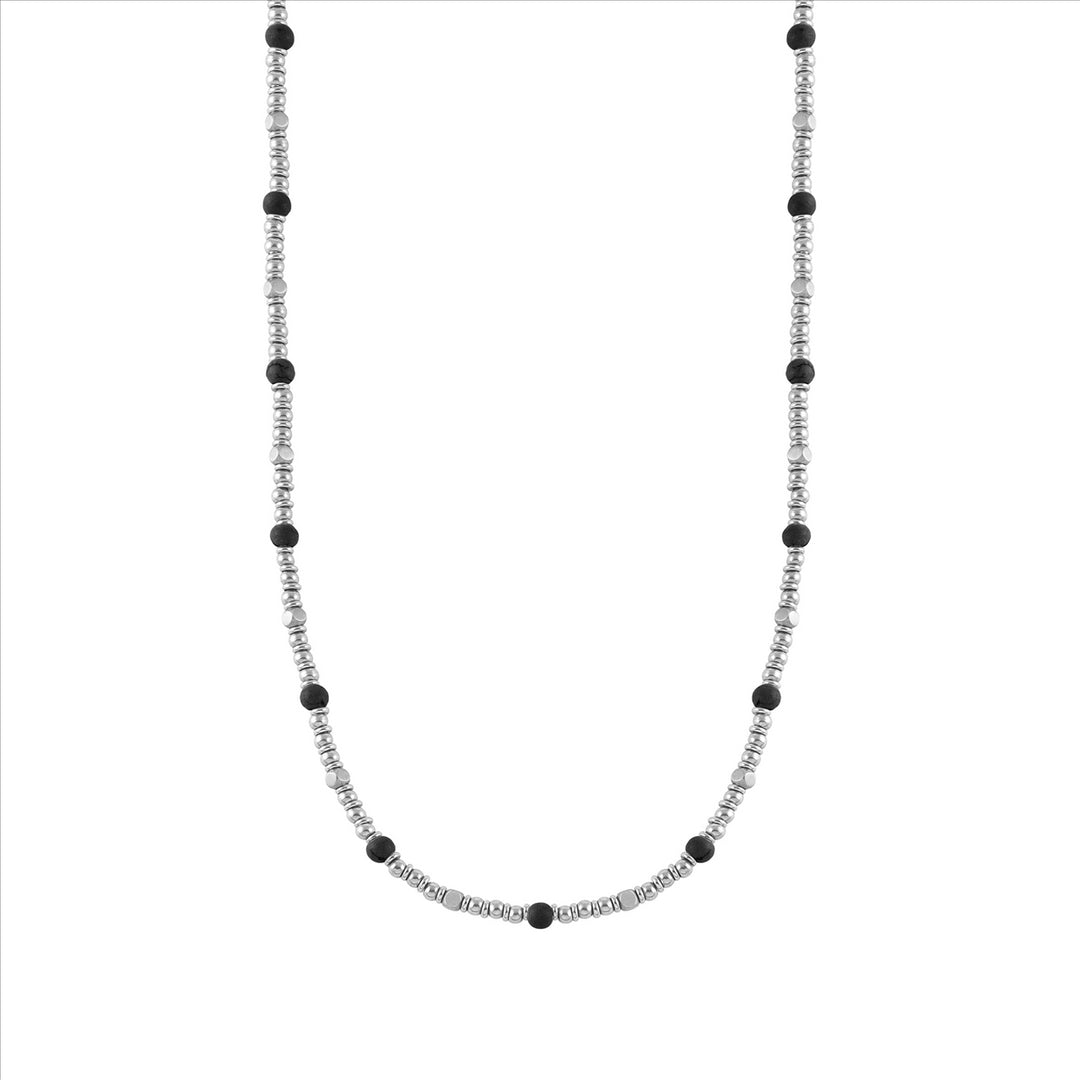 Instinct Necklace In Stainless Steel And Stones Opaque Onyx