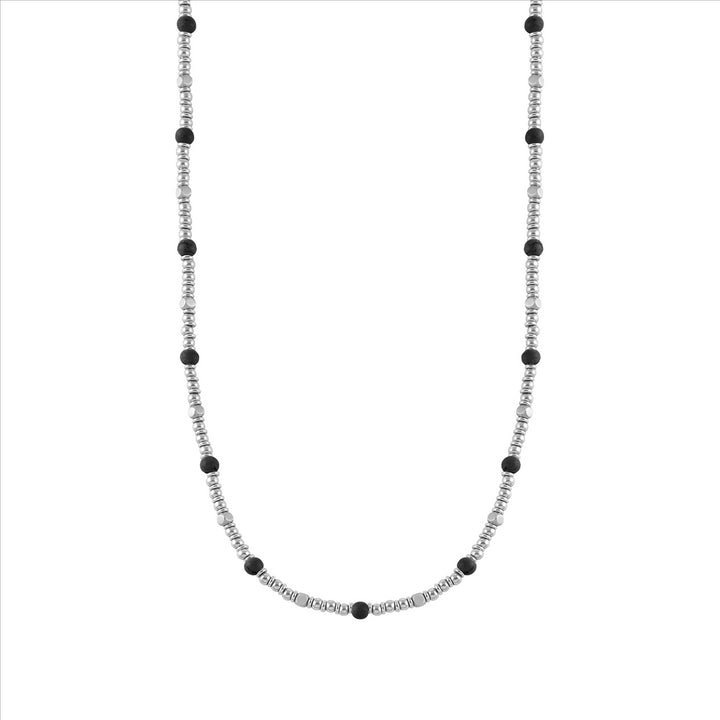 Instinct Necklace In Stainless Steel And Stones Opaque Onyx