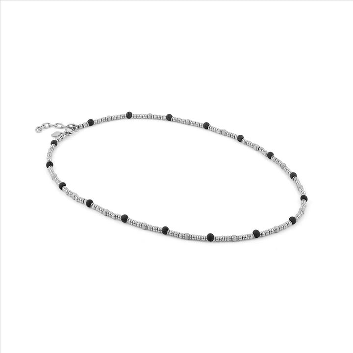 Instinct Necklace In Stainless Steel And Stones Opaque Onyx