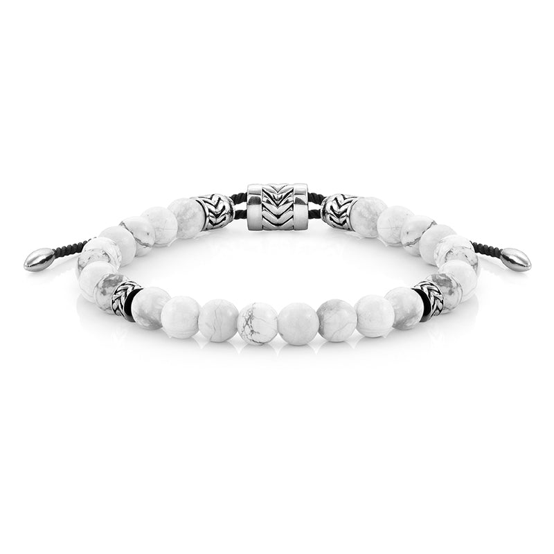 Instinct Bracelet Marina In S/Steel, Small Stones White Howlite