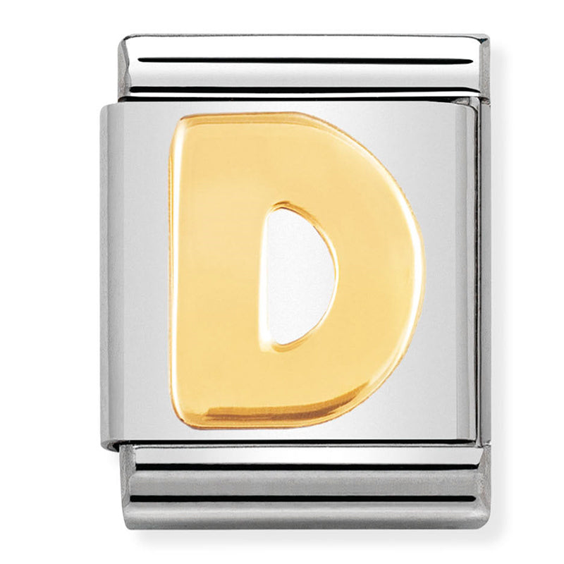 BIG LETTERS st/steel &18ct gold (Letter D)