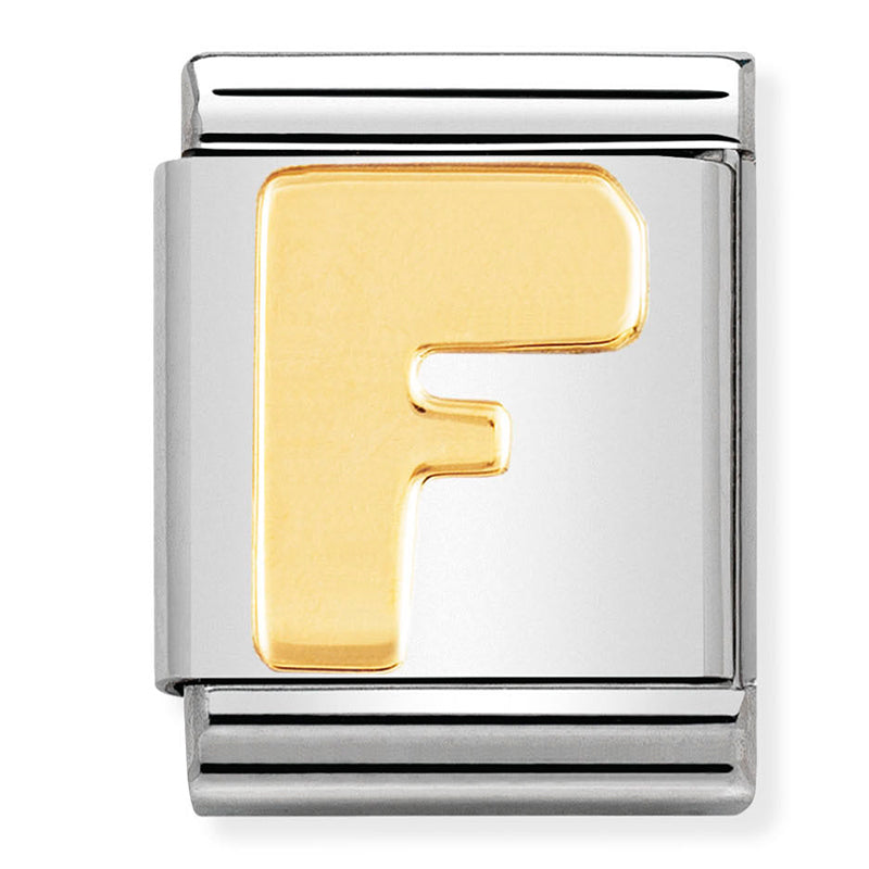 BIG LETTERS st/steel &18ct gold (Letter F)