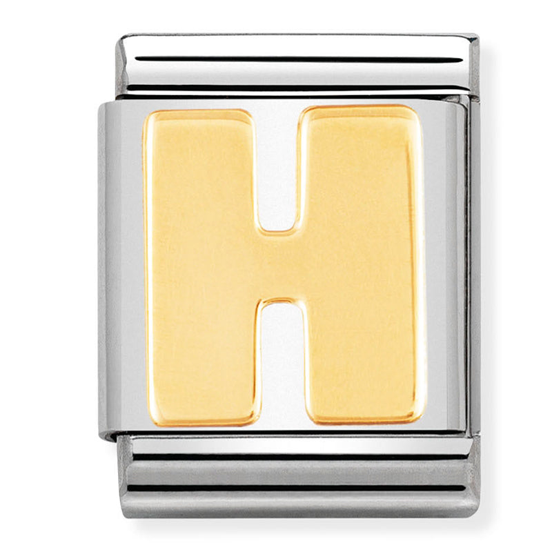 BIG LETTERS st/steel &18ct gold (Letter H)