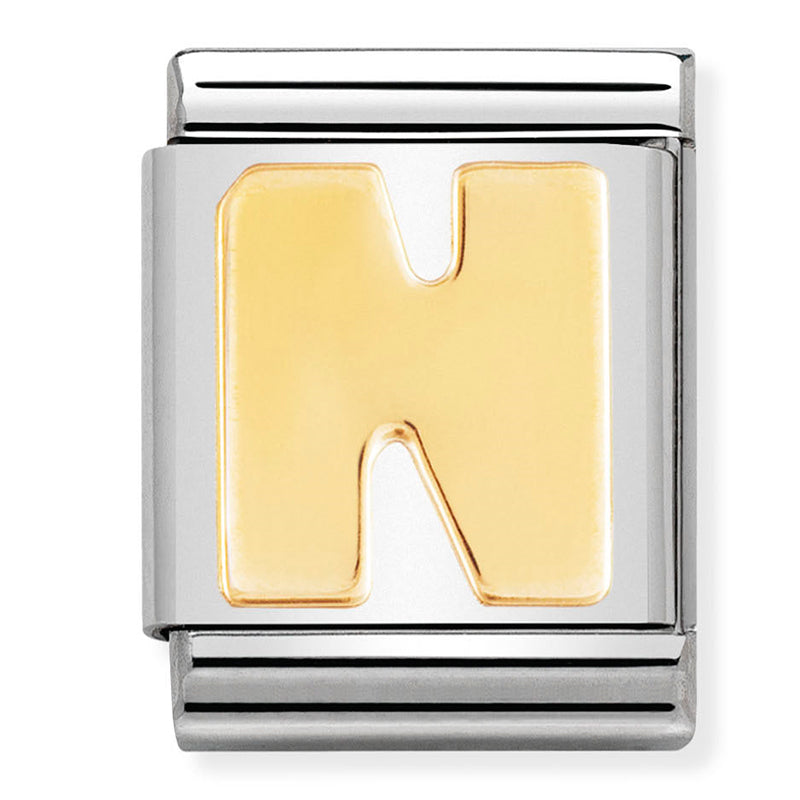 BIG LETTERS st/steel &18ct gold (Letter N)