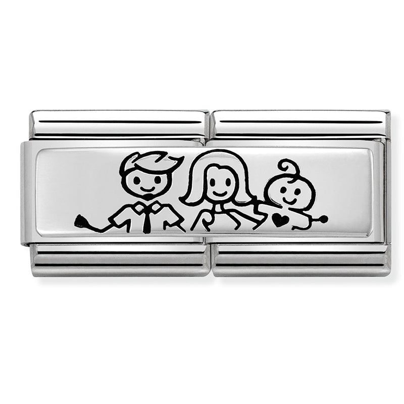 DOUBLE ENGRAVED st/steel & silver 925 (Family with baby Boy)