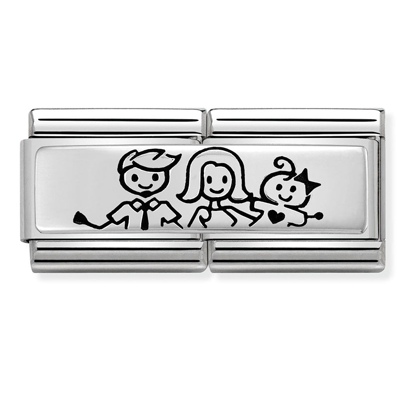DOUBLE ENGRAVED st/steel & silver 925 (Family with baby Girl)