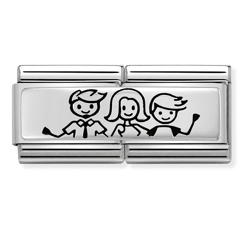 DOUBLE ENGRAVED st/steel & silver 925 (Family with Son)