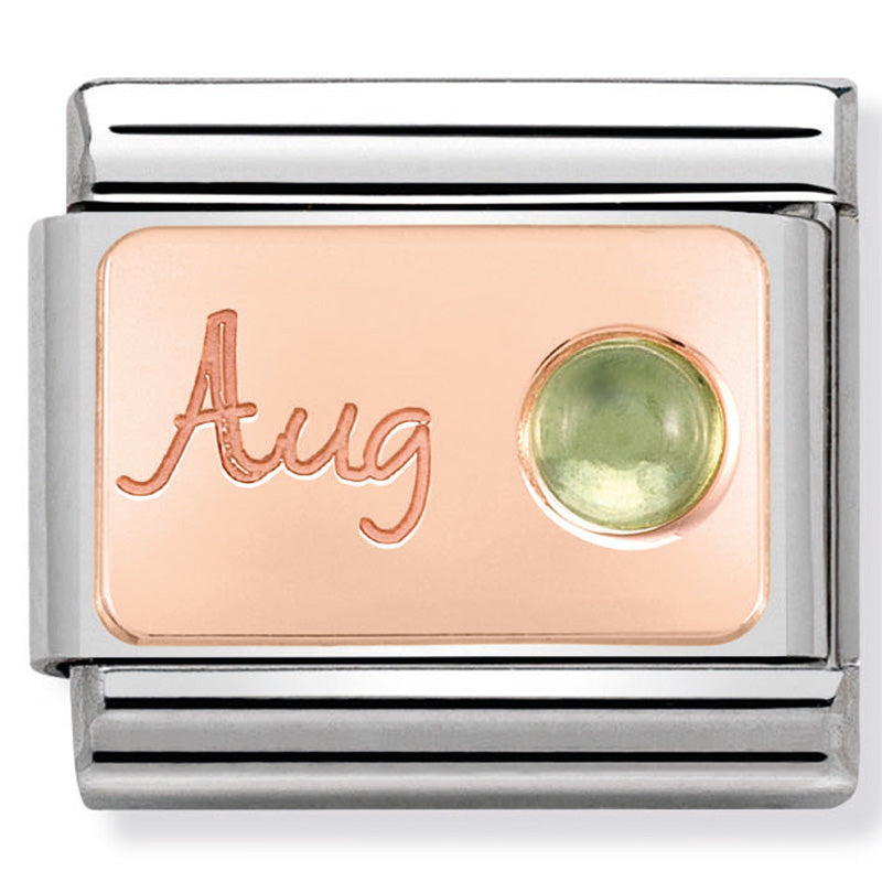 Nominaiton - classic st/st, & 9ct rose gold (Aug Peridot)