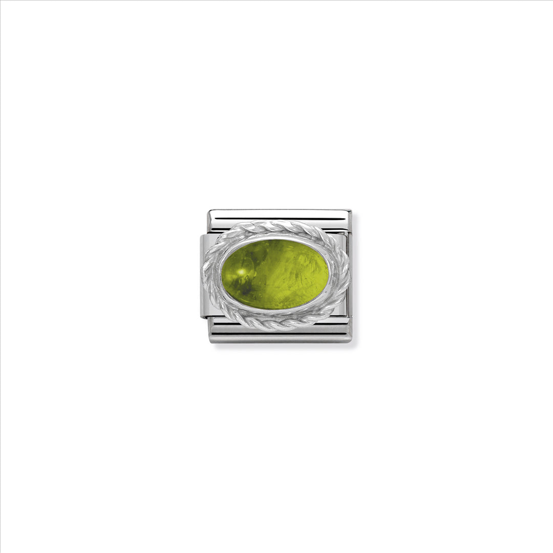 SEMIPRECIOUS STONES st/steel, silver 925, twist detail (Peridot)
