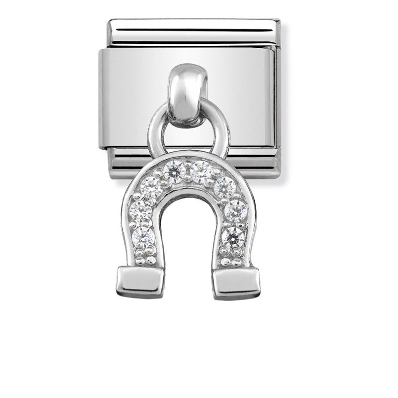 CHARMS st/st, sterling silver & cz (Horseshoe)
