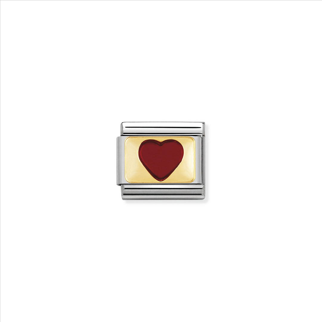 PLATES st/steel, enamel & 18ct gold (Red Heart)