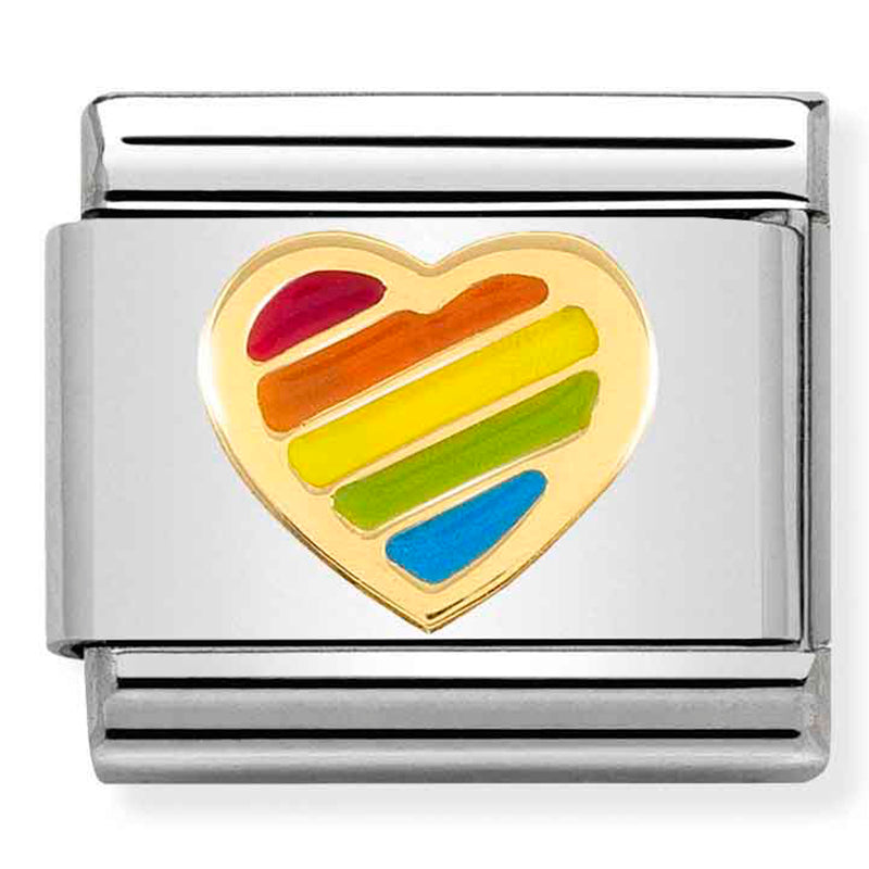 SYMBOLS st/steel, enamel & 18ct gold (Rainbow Heart)