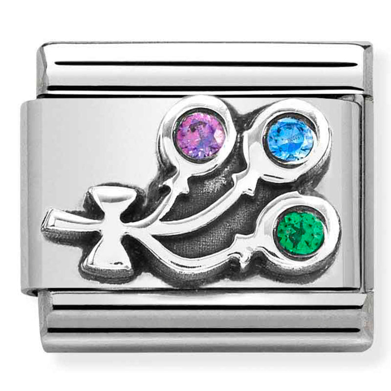 Ox St/Steel, Cubic Zirconia & Silver 925 (Balloons)